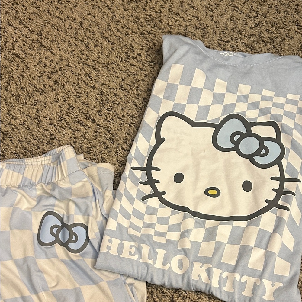 Hello Kitty Blue Checkered Pajama Set